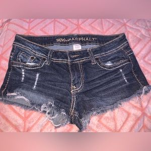 Blue Asphalt, Low Rise Denim Shorts (Juniors)